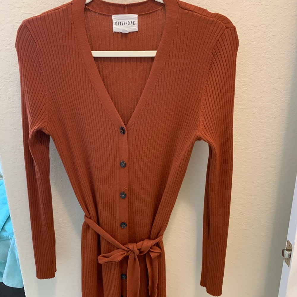 Long orange long sleeve dress